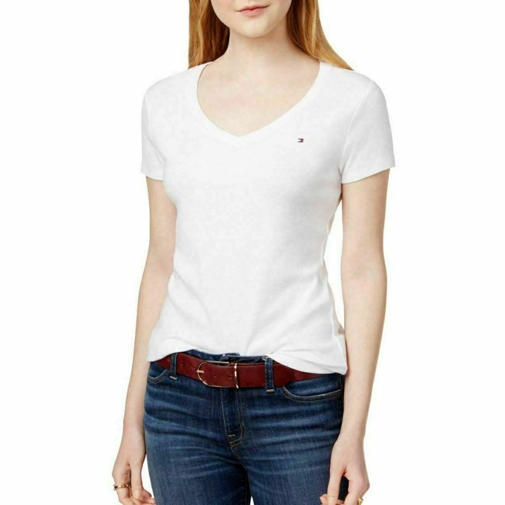 Women's TOMMY HILFIGER Short Sleeve V-Neck Tee M